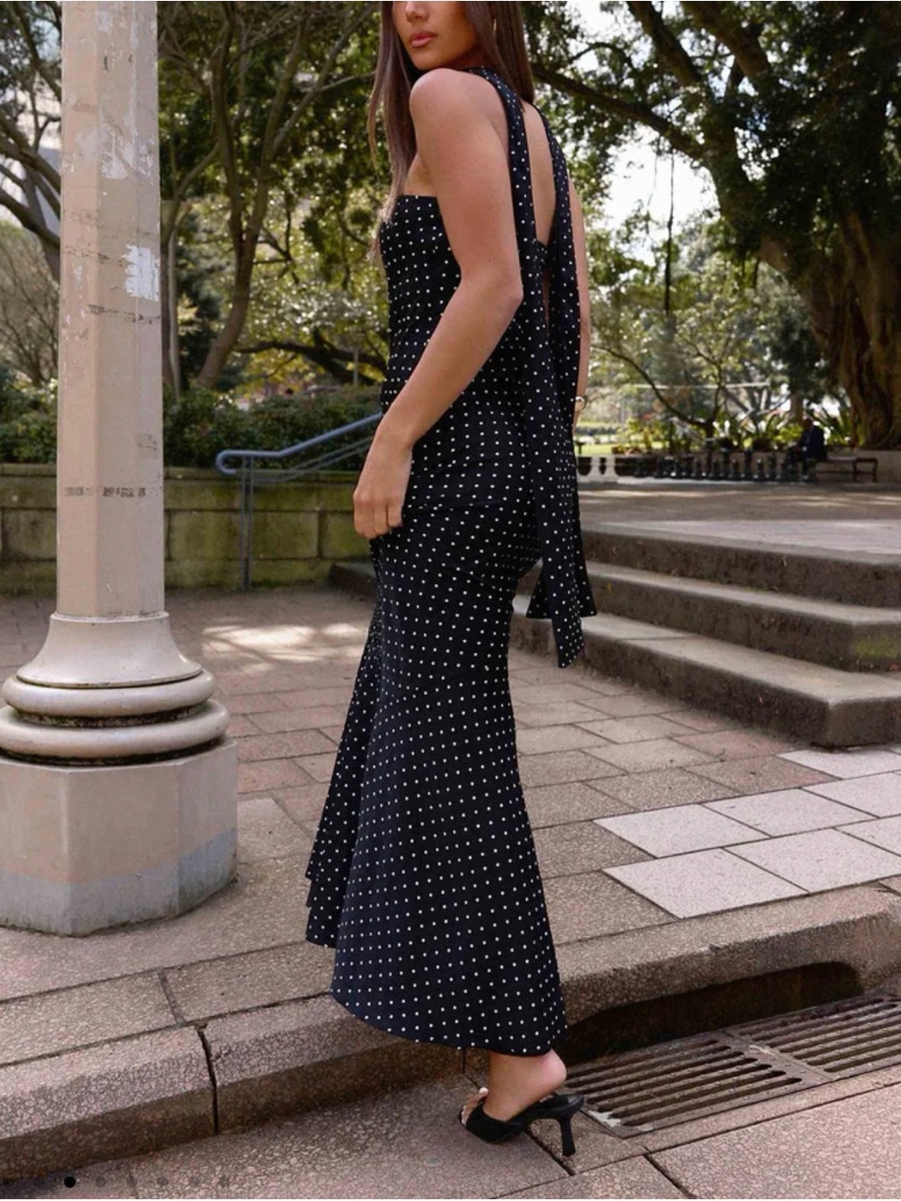 Peppermayo Black Polka Dot Strapless Maxi Dress - Picture 3 of 3